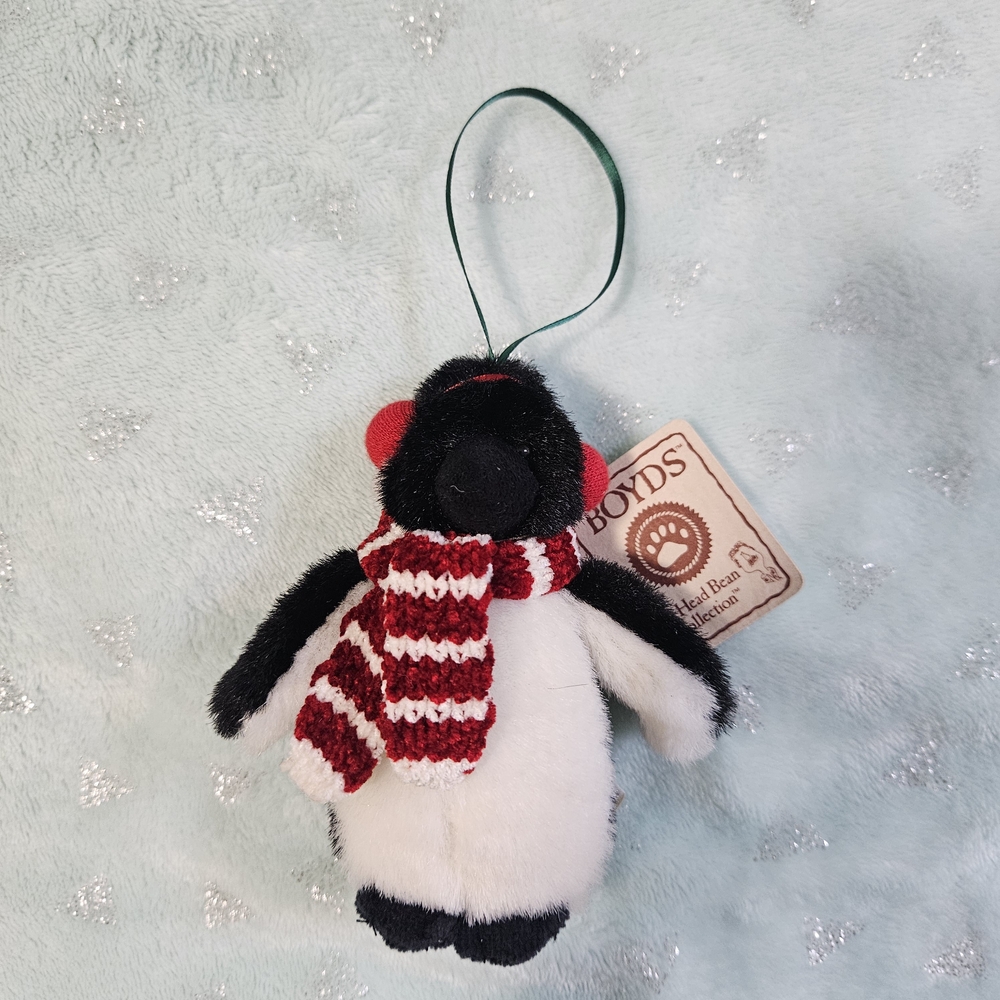 Boyds Bears Penguin with Red Scarf Plush Ornament